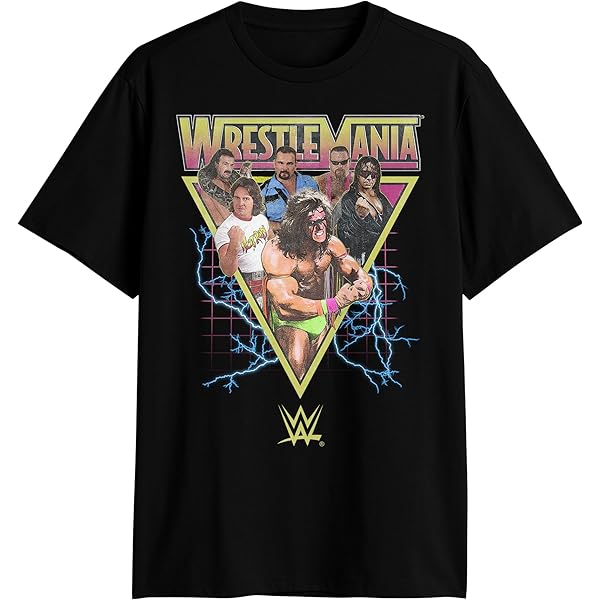Maglietta WWE The Rock Mitchell & Ness - Stampa Vintage Wrestlemania, Taglia Regolare