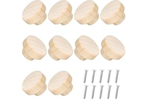 Dereine 10 Pcs Pomos de Madera,Tiradores de madera,Pomos de Madera para Cajones,Tiradores Redondos de Madera para Armarios,Cocina,Cajones,Dormitorio,Aparador(30mm)