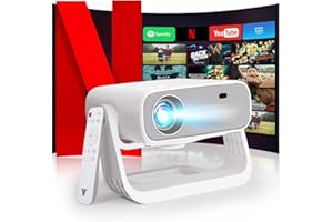 Wielio 2025 New Smart Projector Built-in Apps, Android 11, Native 1080P 4K Supported WiFi 6 Bluetooth 5.2, 28000 Lumens, Low Fan Noise (<30dB), Home Cinema Projector for iOS/Android/PS5