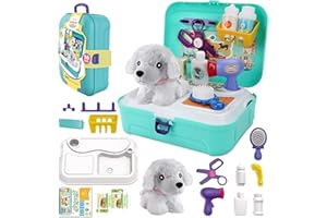 STAY GENT Juego de Cuidado de Mascotas Veterinaria Juguete Kit de Veterinario Accesorios, Maletin Medicos Juguete Perro de Felpa Perritos Juegos de rol Regalos Aprendizaje para Niños Niñas 3 a 7 Años