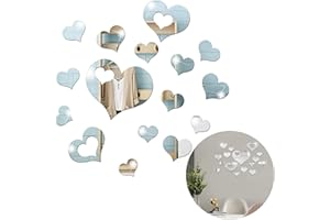 HAOBIN 16 Sztuk Naklejka śCienna Lustrzana Naklejka śCienna Akrylowa Lustrzana Naklejka śCienna Diy Lustro Naklejka śCienna Dekoracja Serca Naklejka śCienna Efekt Lustra Dekoracja śCienna Naklejka śCienna