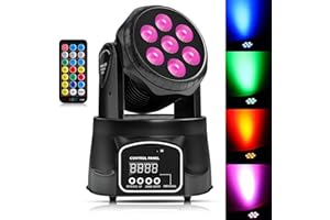 DELIBANG 70W Cabeza Movil LED Wash RGBW Moving Head dmx512 Focos Luz de Escenario con Control Remoto para DJ, Discoteca, Bar, Fiesta de Club