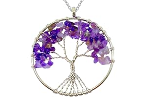 Only faith Collar para Mujer Arbol de Vida con piedras naturales Hecho a mano Acero Inoxidable Amuleto y protección Limpieza de 7 Chakras meditación