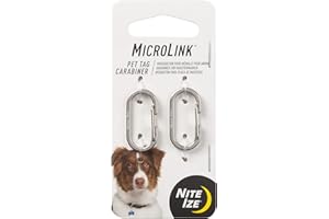 Nite IZE MicroLink Pet Tag Carabiner, Stainless Steel Cat and Dog Tag Clip, 2 Count (Pack of 1)