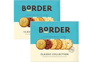 Border Biscuits Classic Collection Box 2×400 g | Assorted Biscuit Selection with Chocolate Viennese, Butterscotch Crunch, Shortbread Rings & More | Suitable for Vegetarians | Perfect for Sharing