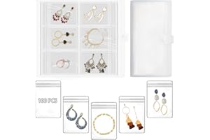 JC-Houser 120 Grid Transparent Jewelry Storage Book with 100 Ziplock Bags, Portable Travel Earring Organizer Album, Anti Oxidation Jewelry Storage Holder Book for Rings Necklace and Studs