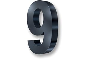 Metzler 3D Hausnummer in Anthrazit aus Stahl - Hausnummer mit Pulverbeschichtung in Feinstruktur 7016 Anthrazitgrau matt - Höhe 20cm / Tiefe 3,5 cm - inkl. Montagematerial - Ziffer 9