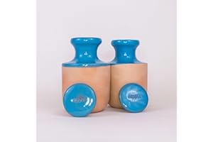 Alppos 2 Oyas à enterrer 1,2 Litre Bleu en Terre Cuite avec Couvercle - ollas pour Plante intérieure et extérieure - Goutte à Goutte par capilarité