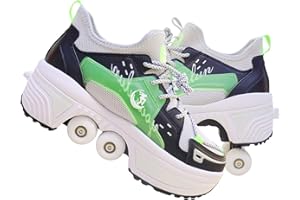 TOME.SKATES Roller Skates Shoes boys and girl，Shoes with Wheels for women and men，Adjustable Double Row Skating Shoes for kids,Trainers/Skates 2 in 1