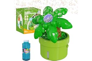 Panamalar Cocoteros Máquina de Burbujas, Planta Máquina de Pompas para Niños 8000+ Pompas por Minuto, Juguete Automático para Hacer Burbujas con Solución/Luces para Fiesta al Aire Libre Boda, Verde