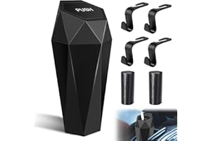 GZcaiyun Auto Mülleimer mit Deckel, Tragbarer Autoabfalleimer, Klein Automüllbehälter für Auto Home Küche Office, mit 2 Rollen Müllsäcke, 4 Autohaken, Schwarz