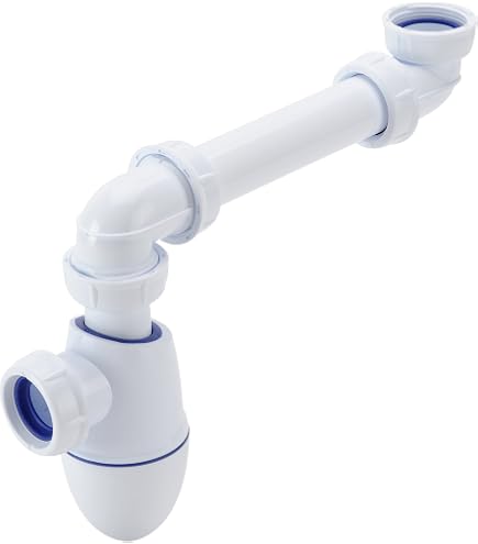 Siphon De Douche/baignoire P Trap Shallow 40 Mm - Sortie Universelle, Blanc, Pour évacuation Peu Profonde, Joint 19 Mm - 8