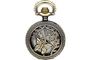 JewelryWe Relojes de Bolsillo para Hombre y Mujer, Relojes de Bolsillo Esqueleto, Relojes de Bolsillo Vintage, Relojes de Bolsillo Multiestilo y Multiestampado, Esferas con Números Romanos/Arábigos