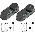 FreedConn T-COM VB Motorcycle Bluetooth Headset, Motorbike Headphone Speaker Communicaton System BT5.0 Wireless Helmet Intercom Earphone for 2 Riders Intercom/Universal Pairing/Boom&Soft Mic 2Pack