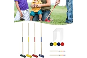 LARS360 Jeu de croquettes en bois - Croquet - Jeu de jardin - Pour 4 joueurs - Pour l'extérieur