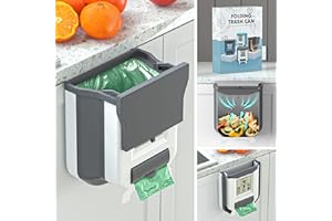 Gintan Poubelle suspendue pliable avec couvercle 2,4 gallons pour cuisine/camping/voiture/salle de bain/bureau (gris)