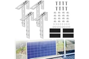 BUILRAND Set of 4 Adjustable Solar Panel Holder Hooks Balcony Hozel Balcony Hooks Solar Panel Holder Balcony Suitable for Round Square Balcony Terrain Attachment No Drilling Solar Panel Hook Kit