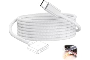 oibek USB C till magnetisk 3 kabel 2 m 140 W snabbladdning flätad kabel vit | Magnetisk laddningskabel kompatibel med MacBook Air 13/15 tum (M2/M4 2025) MacBook Pro 14/16 tum (M1/M2/M3 Pro/Max 2021–2024)