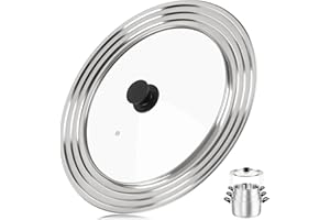 Pesutei Universaldeckel für Pfannen, 28/30/32 cm Pfannendeckel Universal, Glasdeckel für Pfannen und Töpfe, Topfdeckel mit hitzebeständigem Griff und abgestuftem Edelstahlrand
