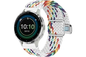 Abanen Geflochtenes elastisches Nylon-Uhrenarmband für Garmin Venu 2S / Vivoactive 4S / Vivomove 3S / Venu 3S, 18 mm Schlaufe, weiches, dehnbares Armband mit Magnetverschluss für Forerunner 255s/265s