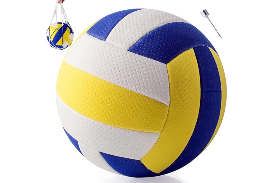 Spolife Soft Touch Volleyball Official Size 5 Indoor Outdoor Beach Gym Game ball Synthetic Leather with Needle Adapter and Mesh Bag