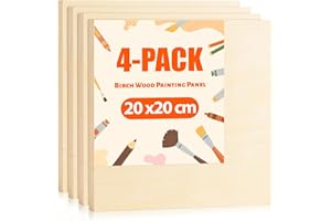 ‎ROWOOD ROWOOD Holzleinwand zum Malen, Leinwandplatten 20x20cm/8x8" – 4 Stück, Unvollendeter Holzrahmen, Leere Malerleinwand für Kunsthandwerk, Ölmalerei und Pouring-Technik