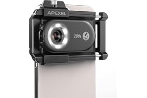 EVIL EYE 200x Lentilla de microscopio de para teléfono con CPL, Lente microscópica para teléfono con luz UV LED/Clip Universal, Microscopio Mini portátil para Android/iPhone.