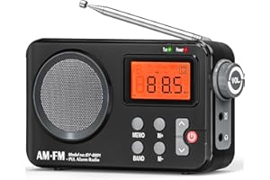 Tendak Radio FM AM Na Baterie - Małe Radio Z Dużym Wyświetlaczem, Funkcją Timera, Budzikiem - Tranzystorowe, Zasilanie USB/Baterie