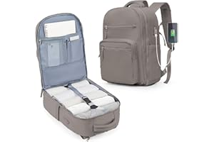 BOXSAM Large Travel Backpack for Women Men, 14 Inch Laptop Backpack Flight Approved Carry on Waterproof Weekender Overnight Bag Casual Daypack with USB Charging Port