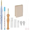 MWOOT Kit Broderie Poinçon Punch Needle Complet - Aiguilles Réglables, Tissu, Marqueur, Aiguilles Gros Yeux - Idéal Débutants Adultes