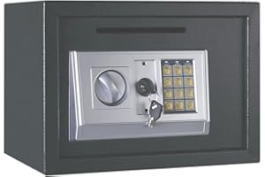 AUTOFU 16L Laugh Digital Safe Value Safe Electronic Home Safe Box,Lock Box, Cash Box, Security Box Solid Steel for Office or Home Use - Gray