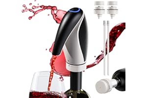 COSYALL Decantador Eléctrico Dispensador de Vino, Aireador Automático de Vino, Decantador Recargable Inteligente para Regalo de Fiesta Familiar con 2 Tapones de Vino, Negro