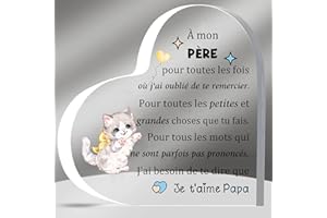 HZBLAZ Papa Acrylique Plaques Fête des Pères Cadeaux Apprécier Anniversaire Coeur Signe Décoration Noël Père Merci Souvenirs de Fils Fille Mignon Chat Retraite Famille Amour Rappel