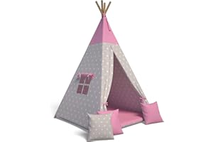 Best For Kids - Tipi Zelt für Kinder | Spielzelt Kinder Indoor | Spielzelt mit Weiche Kissen | Langlebig Indianerzelt für Kinder | Kinderfreundlich Tippi Kinderzelt Indoor | Tipi Zelt Kinderzimmer