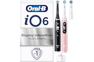 Oral-B Spazzolino Elettrico Ricaricabile iO 6 Nero e Rosa, 2 Spazzolino Elettrico Oral B, 3 Testine Di Ricambio, Confezione Doppia, Pulizia Denti Efficace