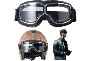ZHYUAN Högkvalitativa Vindtäta Motorcykelglasögon, Vindtäta, UV-skydd, Passar för Glasögon, Retro Design, Perfekt för Offroad