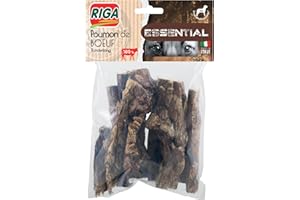 RIGA - Essential Poumons De Bœuf Séchés - Friandises Chien - Riche en Protéines - 100% Naturel - Non Transformé - Longue Durée - Mastication Et Récompense - Gourmandise Naturelle Savoureuse - 100 g