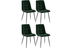 ‎CLP CLP Esszimmerstühle 4er Set Samt Asti, Bequeme Küchenstühle gepolstert, Polsterstühle Esszimmer mit Rückenlehne, bis 150 kg belastbar, Farbe:grün