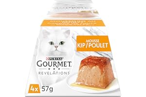 Gourmet PURINA Revelations Chiffon di pollo con salsa - 4 x 57g - Porzioni Pasti per gatti adulti