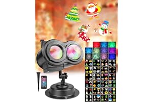 ARKCAMP Christmas Projector Outdoor 24 Slices Patterns IP44 Rotating Christmas Projector Lights Outdoors LED Projector Christmas Outdoor Festival Halloween Christmas New Year Party Ghost Snowflake Projector