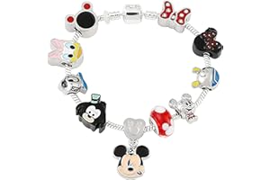 Niumowang Mickey Armbänder, Charm Armband, Edelstahl Armreif, Mädchen Armbänder, Mickey Minnie Charm Armbänder, Personalisierte Armbänder, Geschenk für Mädchen und Kinder