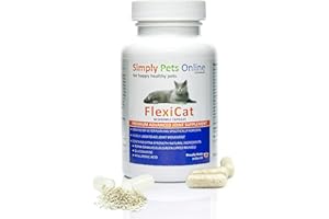 Simply Pets Online FlexiCat Cat Joint Supplement – Vet-Formulated Hip & Joint Support – Extra Green Lipped Mussel & Glucosamine – 60 Sprinkle Capsules – Eases Stiffness & Supports Mobility