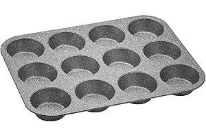 Aeternum Bakeware Petravera Stampo per Muffin da 12 Pezzi, Antiaderente in Carbon Steel, Pasticceria