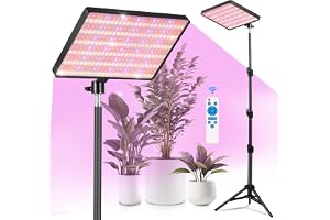 MICCYE Växtlampa LED med Stativ 300 LED Fullspektrum 25W | Varmvit & röd & blå, Timer 4/8/12 timmar, 10 ljusstyrkenivåer, 3 l
