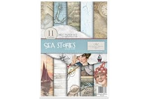 ITD Collection - Rice Paper Creative Set, A4, for Decoupage, Sheets 29.7 x 21 cm, Multi-Coloured (Sea Stories)