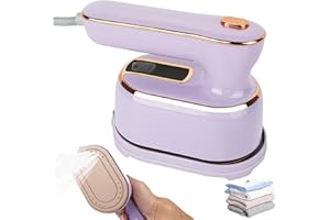 Lotvic Dampfglätter Reise, 1000W Tragbares Mini Dampfbügeleisen, 180° Zusammenklappbare Handbügeleisen Dampf, Steamer Dampfglätter, Dampfbürste 220V Schnelle Erwärmung für Trocken Nassbügeln (Violet)