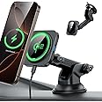 ESR for Qi2 15W MagSafe Car Mount Charger, Qi2-Certified MagSafe Car Charger, Dashboard/Windshield Magnetic Car Phone Holder for iPhone 16/15/14/13/12 Series & Galaxy S25, Fast Charging, Black