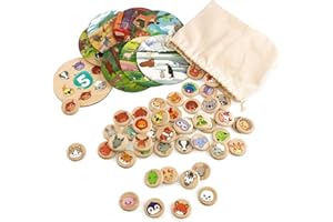 Ulanik Animali Bingo gioco, Giochi dai 3 anni, Giochi da tavolo in legno per bambini 4, 5, 6, 7, 8 anni, giochi educativi a partire dai 3 anni, Giochi in età prescolare per bambini - 48 St
