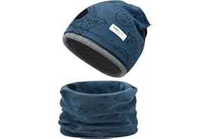 ENWOKRAN Cappello e Sciarpa per Bambini Invernale,Motivi Diversi Reversibile Sciarpa Berretto in Maglia Morbido Elasticizzato a Doppio Scaldacollo per Autunno Inverno 3-8 Anni