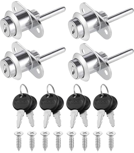 Nuzamas Lot De 4 Verrous De Placard Et Tiroir Avec 2 Clés, Cylindre De